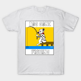 DOG GONE FISHING DALMATION CARTOON T-Shirt